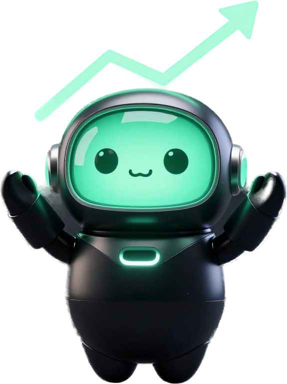 OptiRank Maskottchen - freundlicher KI-Bot mit Ranking-Pfeil nach oben
